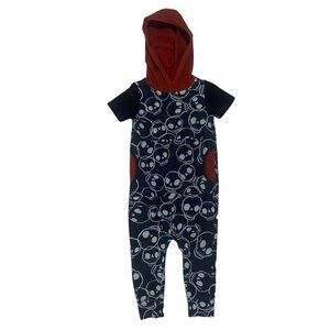 Rags 2T skulls Halloween one-piece hooded Romper